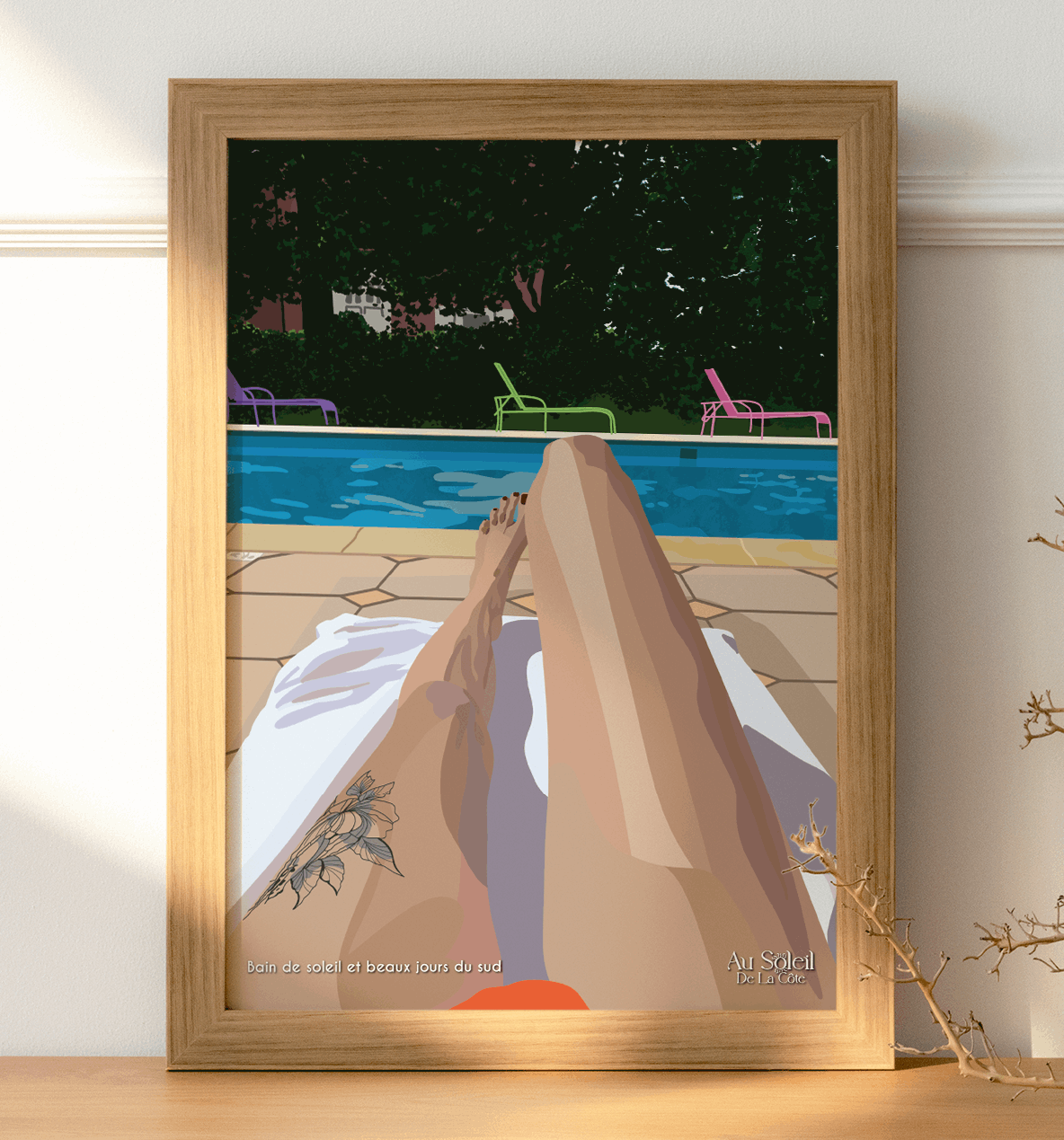 Affiche -  Bain de soleil et beaux jours du sud