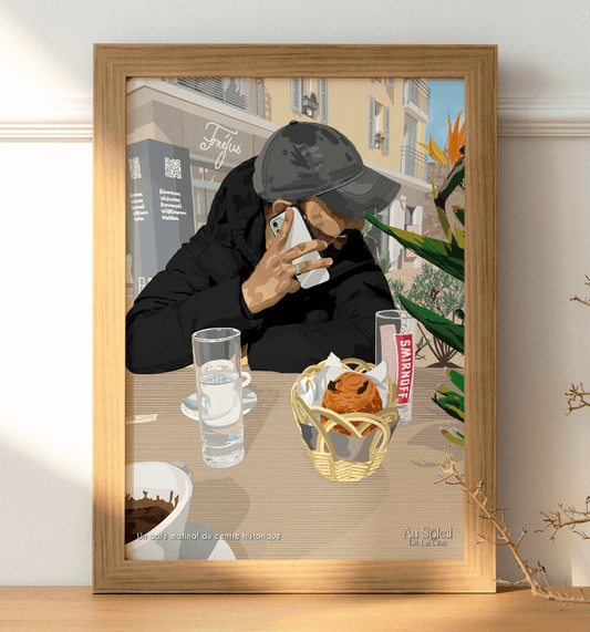 Affiche - Un café matinal au centre historique