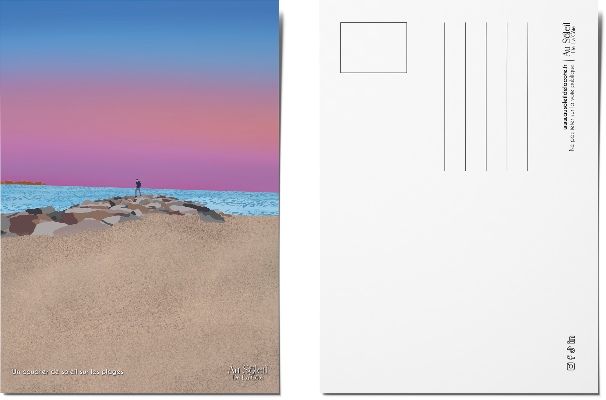 Carte postale – Un coucher de soleil sur les plages
