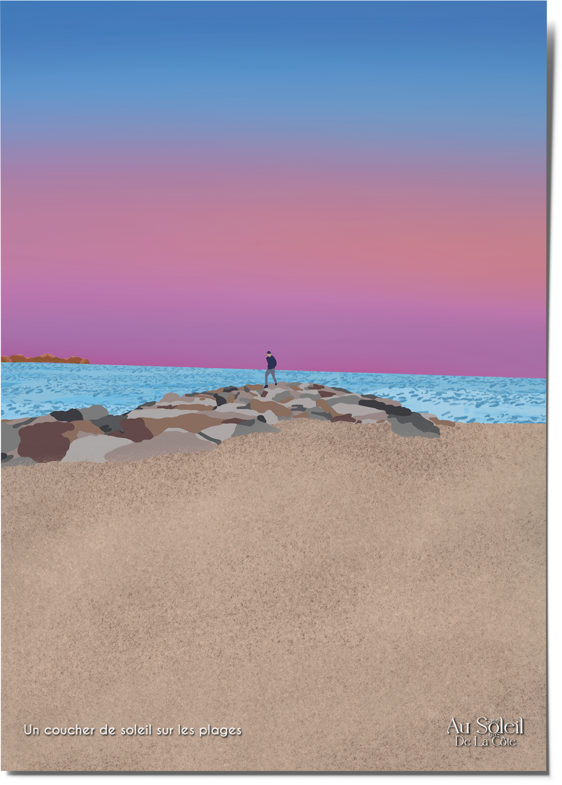 Carte postale – Un coucher de soleil sur les plages