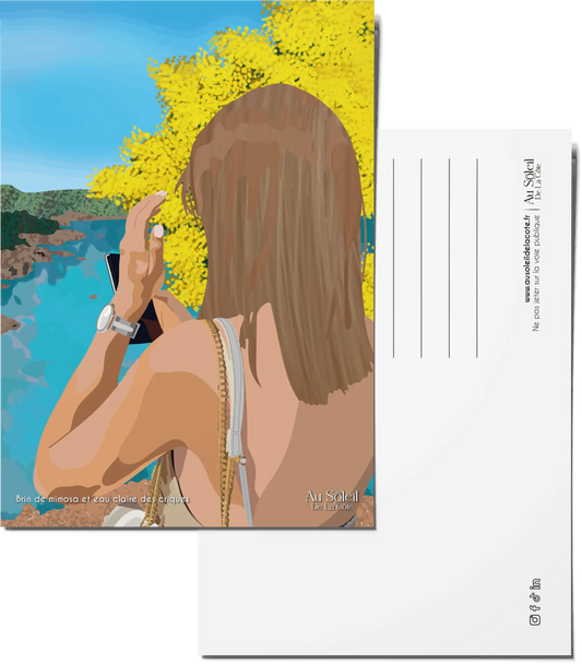 Carte Postale - Brin de mimosa et eau claire des criques