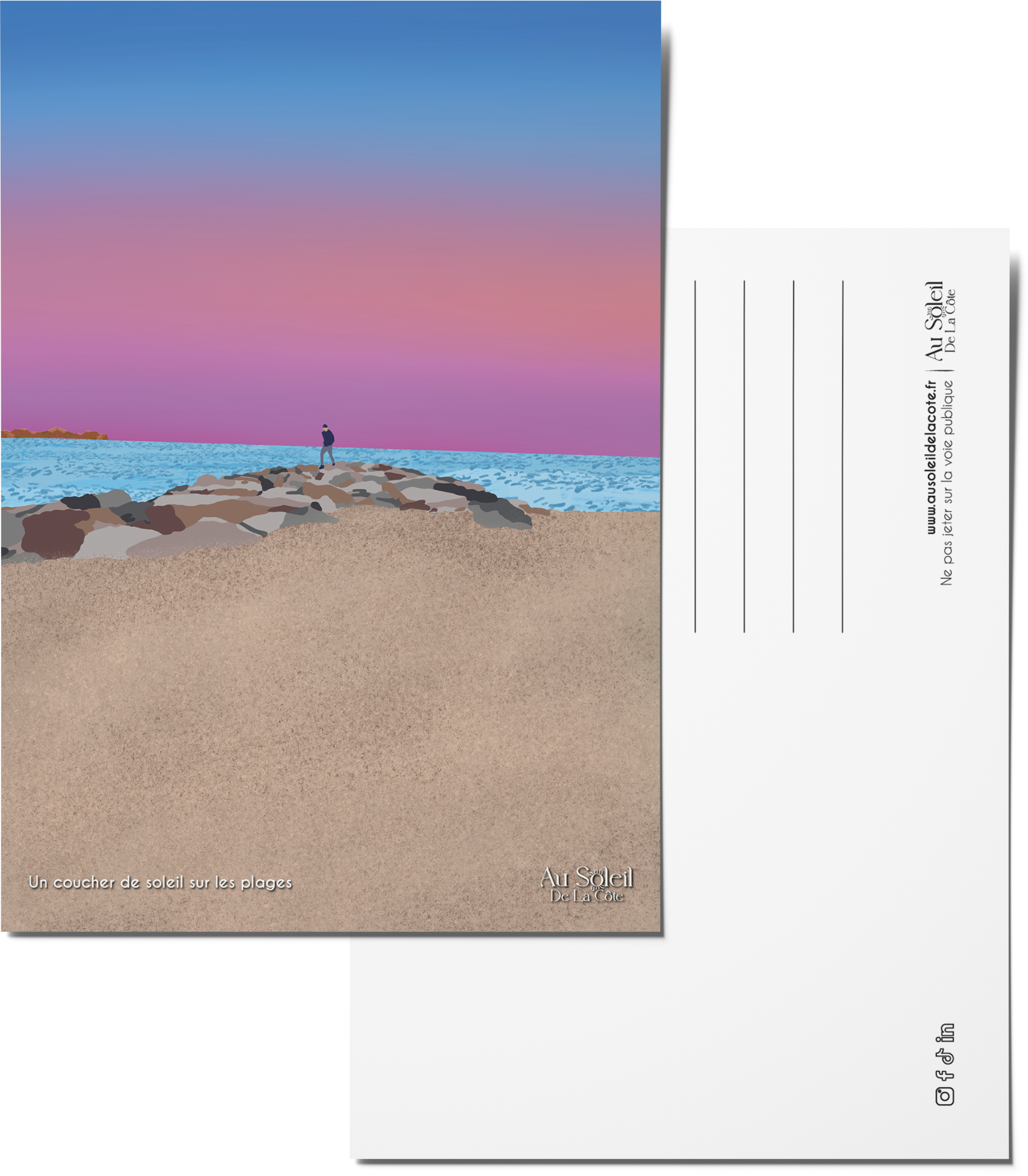 Carte postale – Un coucher de soleil sur les plages