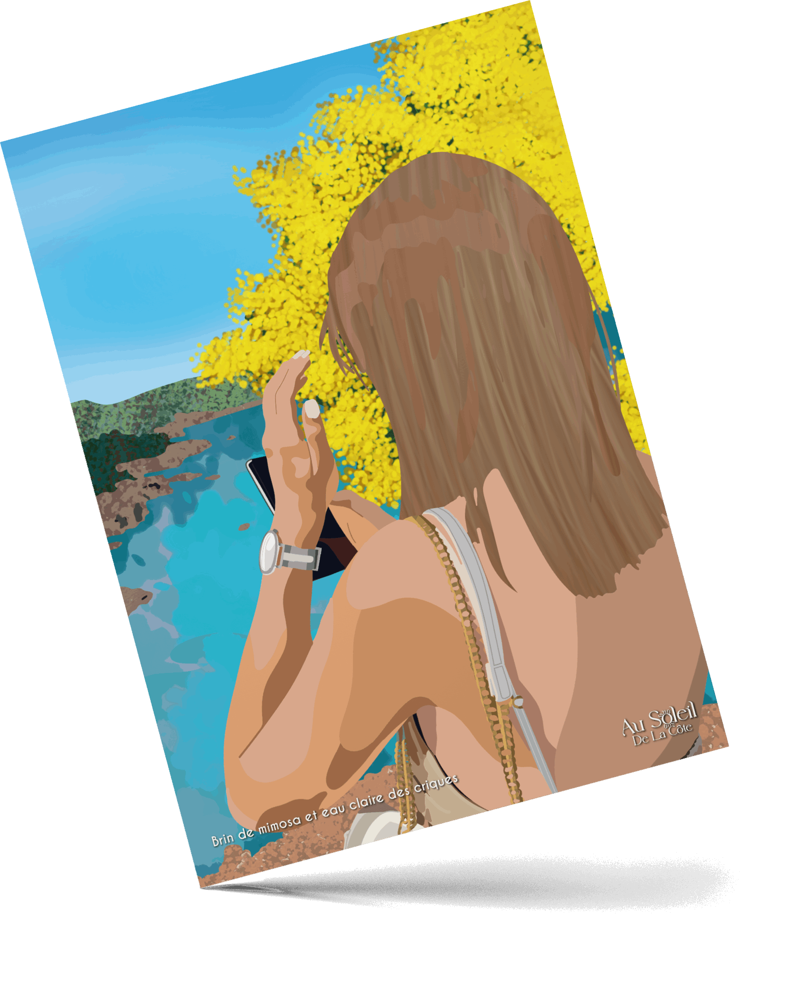 Affiche -  Brin de mimosa et eau claire des criques