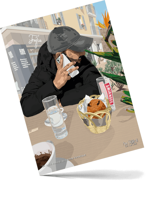 Affiche - Un café matinal au centre historique